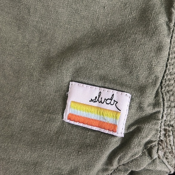 Fun and funky green linen half button down shirt from SLVDR. - Picture 3 of 5